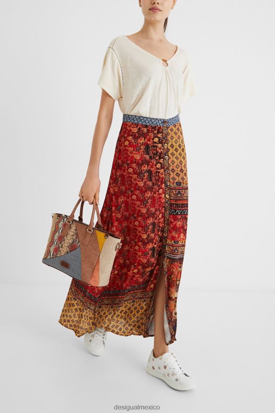 Desigual mujer falda larga de flores VZ26R01133 ropa