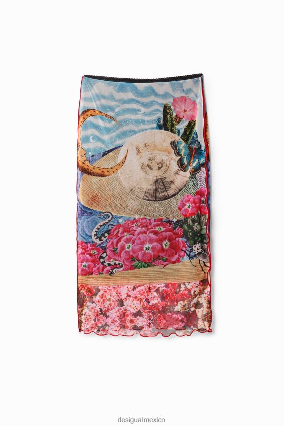 Desigual mujer falda midi ajustada de tul VZ26R0304 ropa