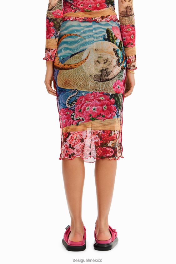 Desigual mujer falda midi ajustada de tul VZ26R0304 ropa