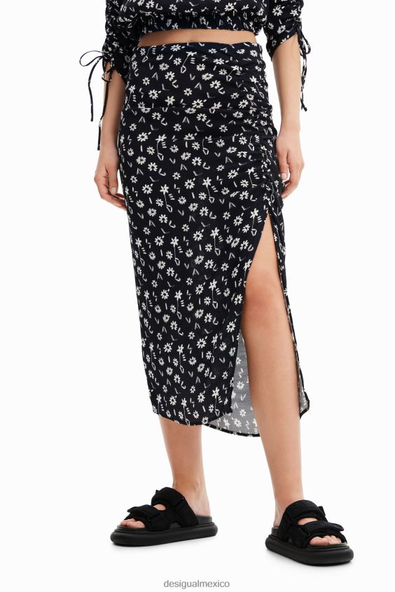 Desigual mujer falda midi con abertura floral VZ26R0760 ropa