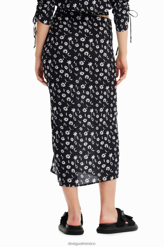 Desigual mujer falda midi con abertura floral VZ26R0760 ropa