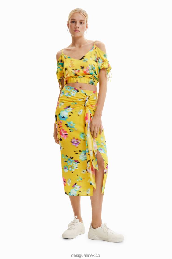 Desigual mujer falda midi con abertura tipo pañuelo VZ26R0725 ropa