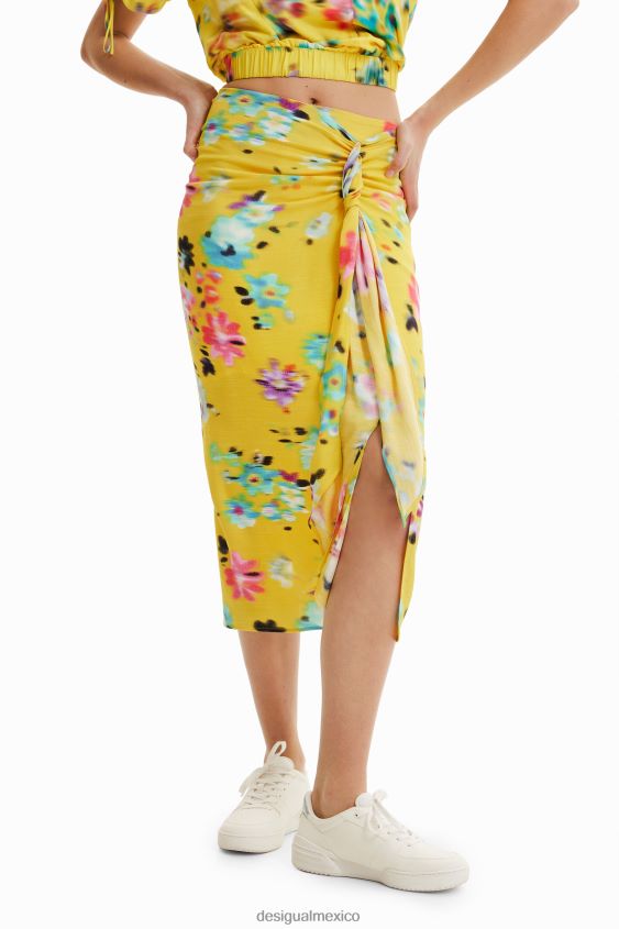 Desigual mujer falda midi con abertura tipo pañuelo VZ26R0725 ropa