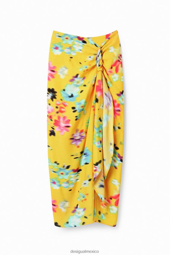 Desigual mujer falda midi con abertura tipo pañuelo VZ26R0725 ropa