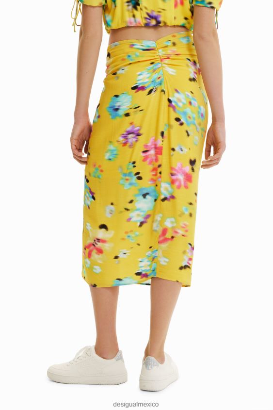Desigual mujer falda midi con abertura tipo pañuelo VZ26R0725 ropa