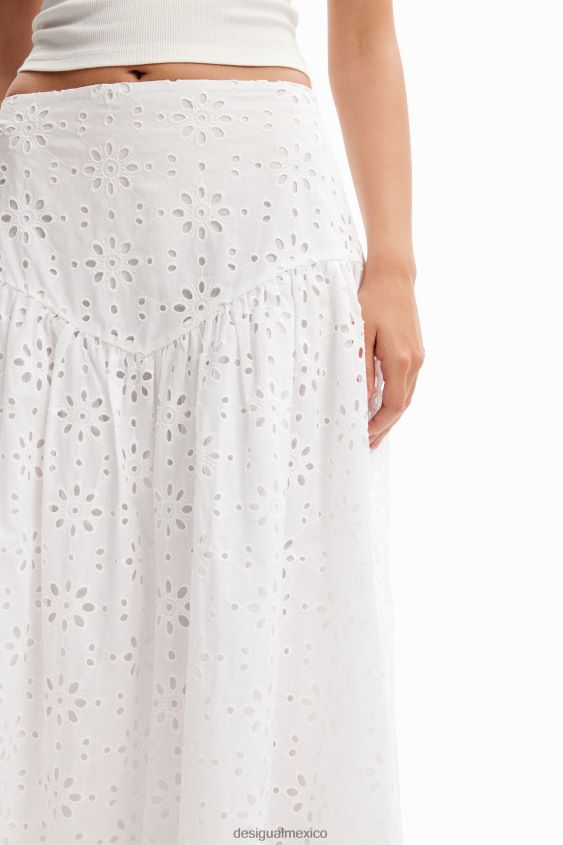 Desigual mujer falda midi con bordado suizo VZ26R0336 ropa