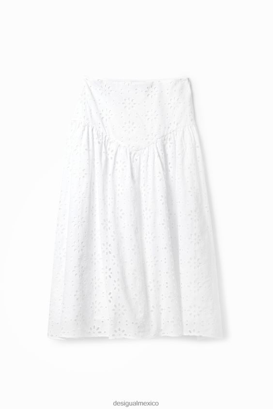Desigual mujer falda midi con bordado suizo VZ26R0336 ropa