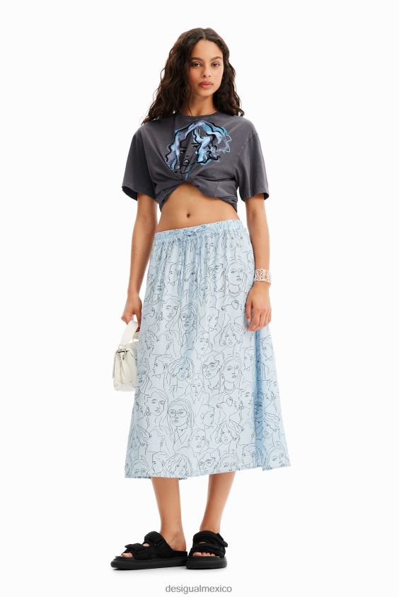 Desigual mujer falda midi con caras VZ26R0269 ropa