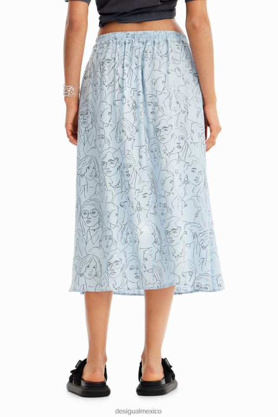 Desigual mujer falda midi con caras VZ26R0269 ropa