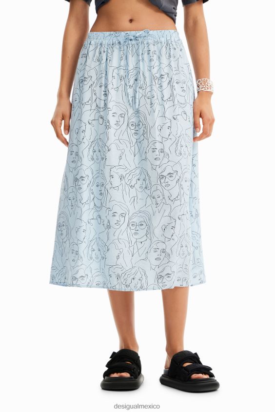 Desigual mujer falda midi con caras VZ26R0269 ropa