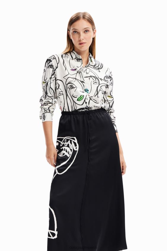 Desigual mujer falda midi con rostro artístico VZ26R0132 ropa