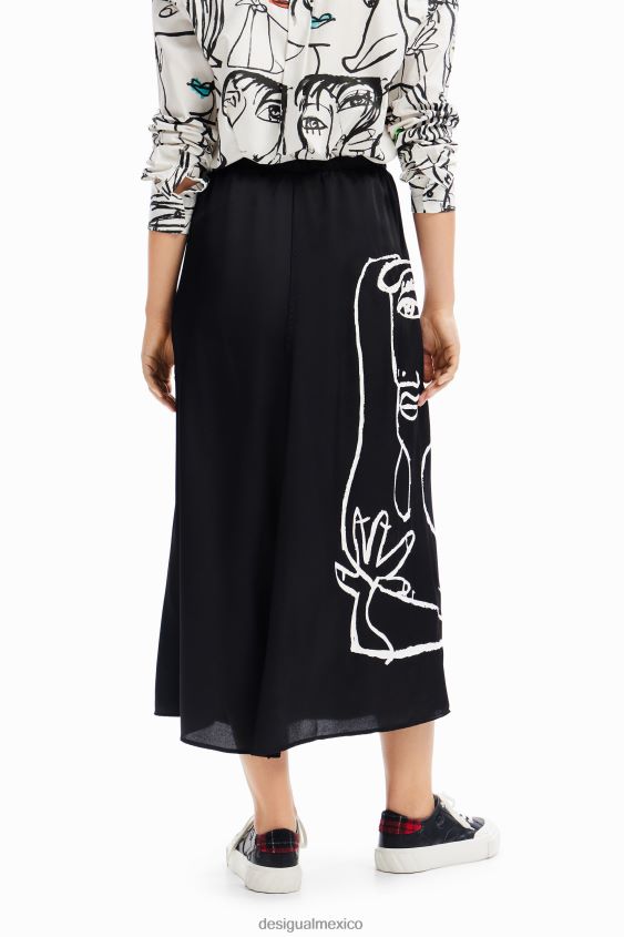Desigual mujer falda midi con rostro artístico VZ26R0132 ropa
