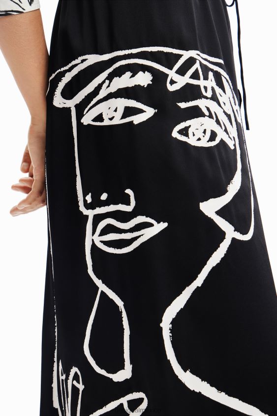 Desigual mujer falda midi con rostro artístico VZ26R0132 ropa