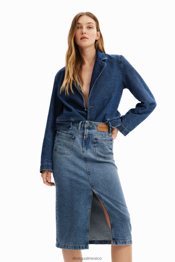 Desigual mujer falda midi de mezclilla circular VZ26R01010 ropa
