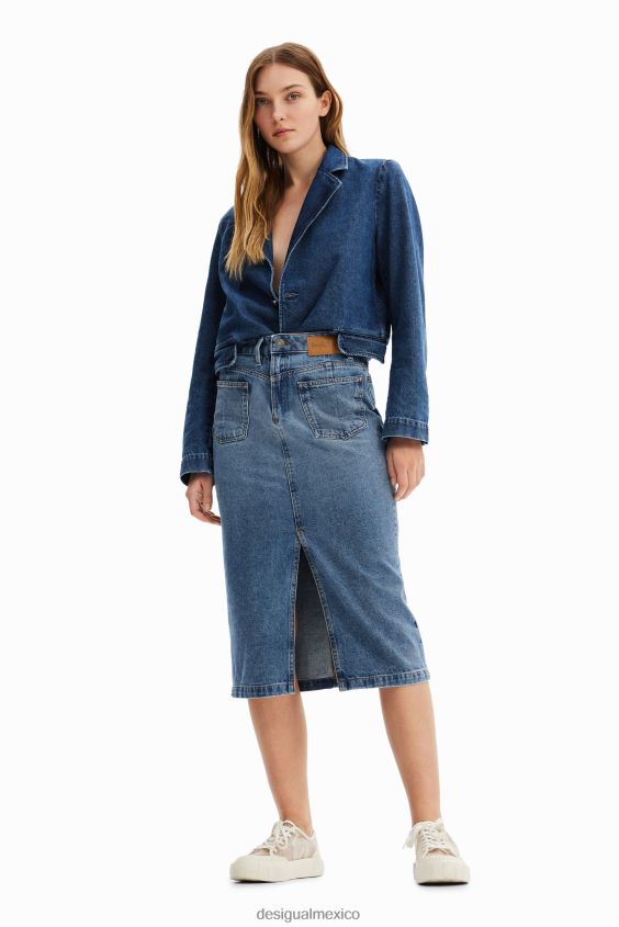 Desigual mujer falda midi de mezclilla circular VZ26R01010 ropa