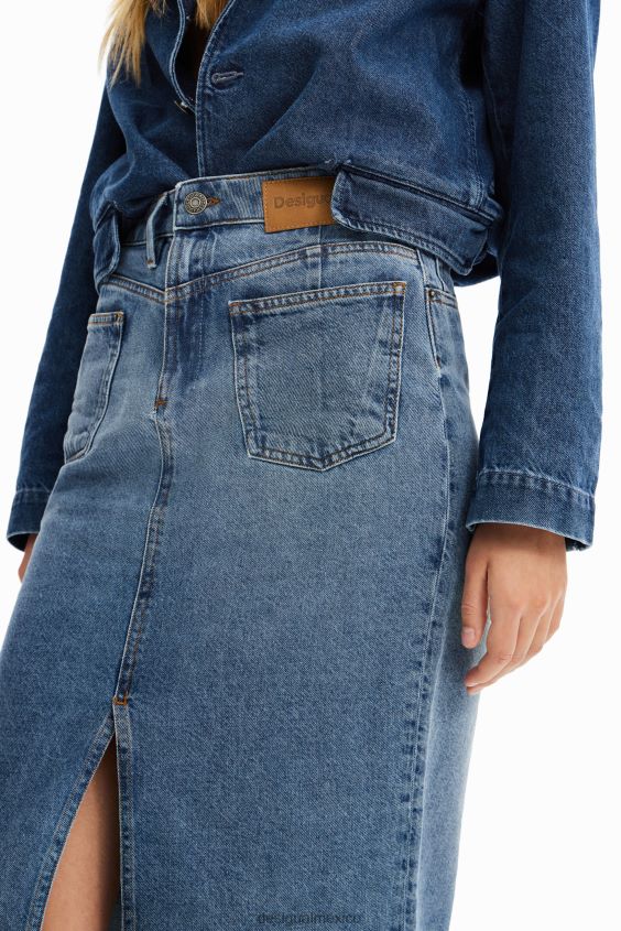 Desigual mujer falda midi de mezclilla circular VZ26R01010 ropa