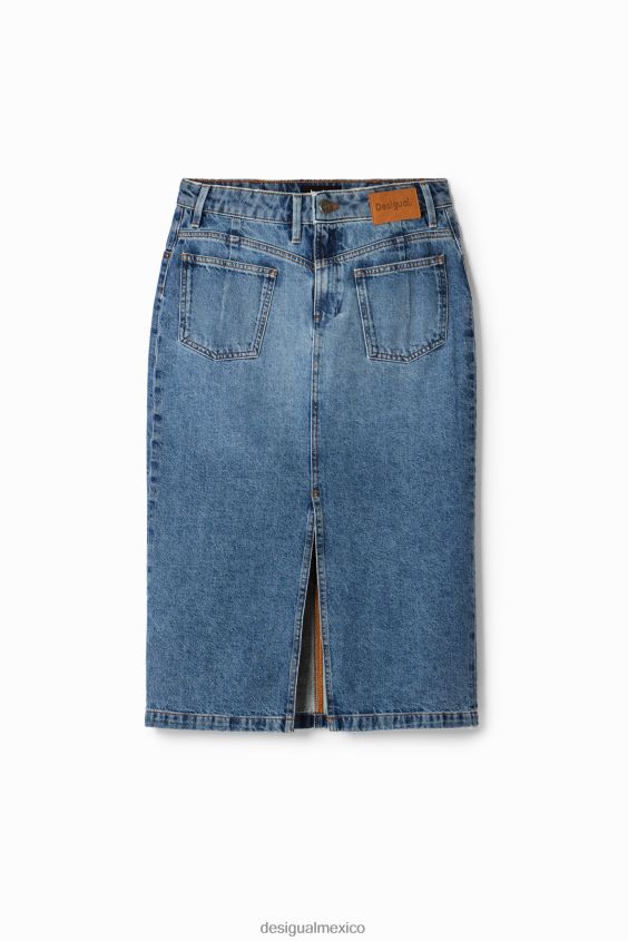 Desigual mujer falda midi de mezclilla circular VZ26R01010 ropa