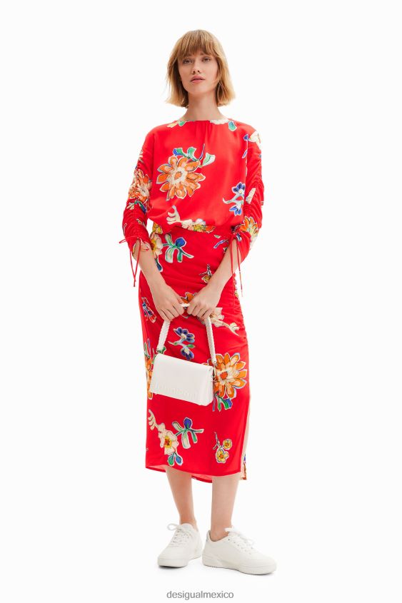 Desigual mujer falda midi fruncida VZ26R0761 ropa