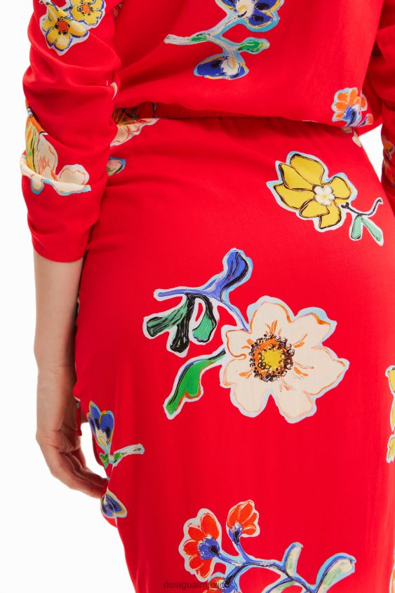Desigual mujer falda midi fruncida VZ26R0761 ropa