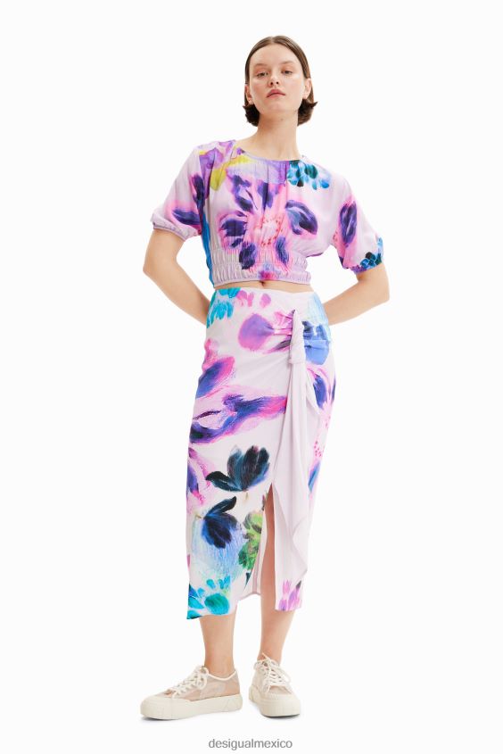 Desigual mujer metro. falda midi con abertura tipo pañuelo de christian lacroix VZ26R0726 ropa