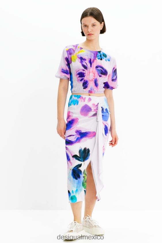 Desigual mujer metro. falda midi con abertura tipo pañuelo de christian lacroix VZ26R0726 ropa