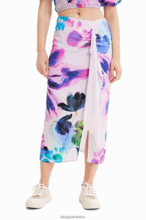 Desigual mujer metro. falda midi con abertura tipo pañuelo de christian lacroix VZ26R0726 ropa