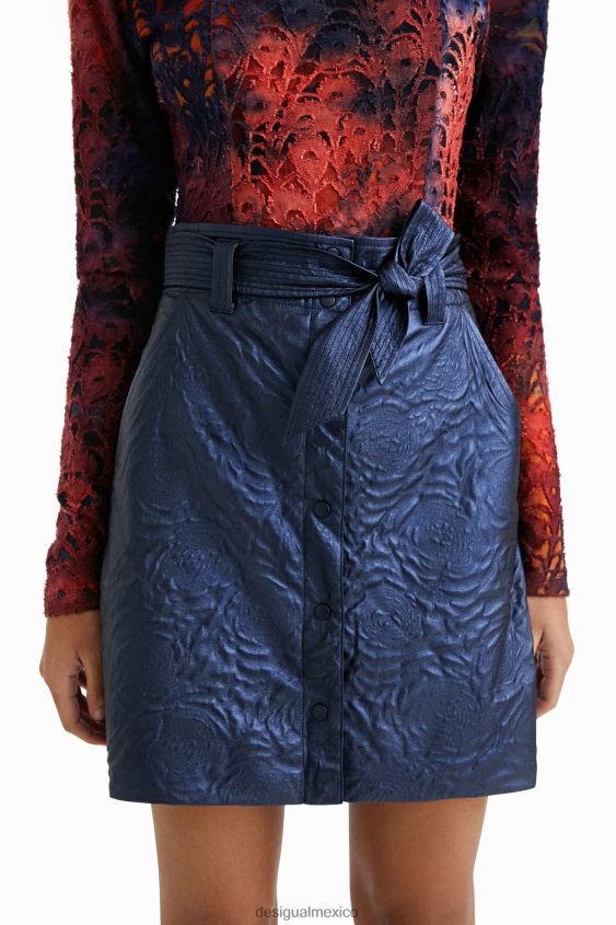 Desigual mujer minifalda ajustada con flores en relieve VZ26R01085 ropa