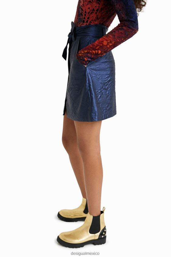 Desigual mujer minifalda ajustada con flores en relieve VZ26R01085 ropa