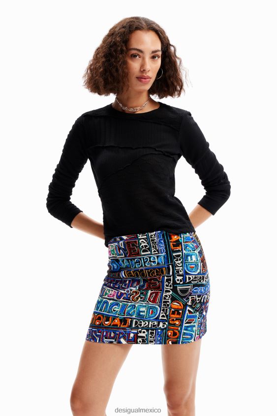 Desigual mujer minifalda ajustada con logo artístico VZ26R0739 ropa