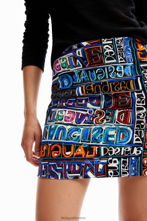 Desigual mujer minifalda ajustada con logo artístico VZ26R0739 ropa