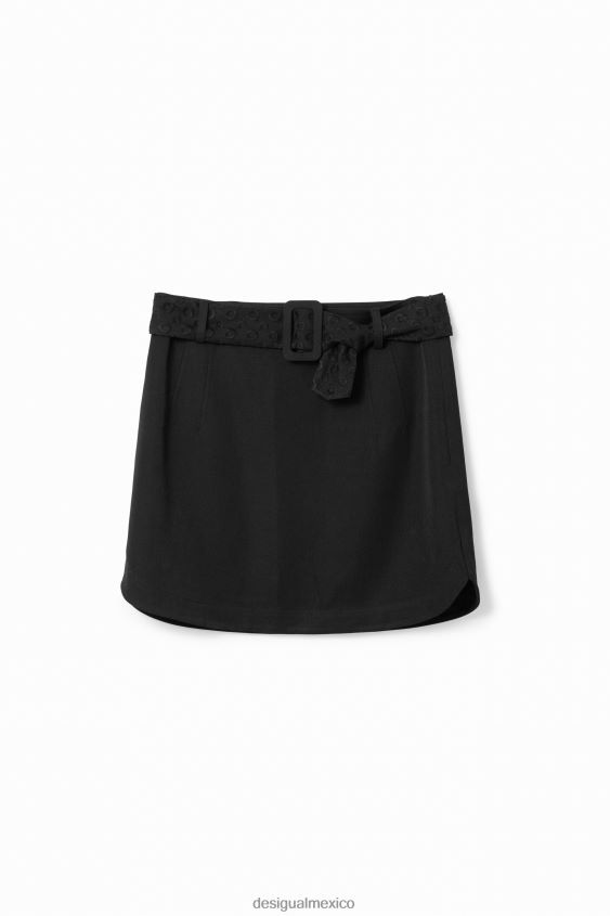 Desigual mujer minifalda con cinturón bordado VZ26R0167 ropa
