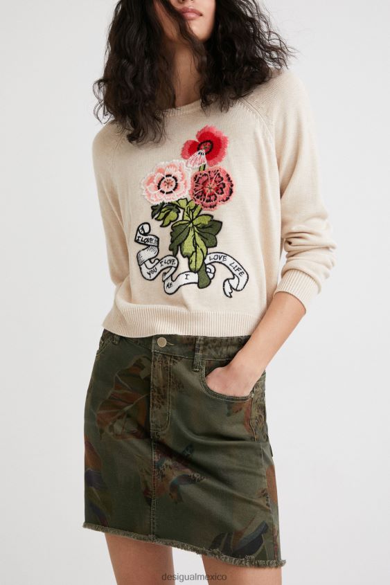 Desigual mujer minifalda con estampado floral y camuflaje VZ26R01044 ropa