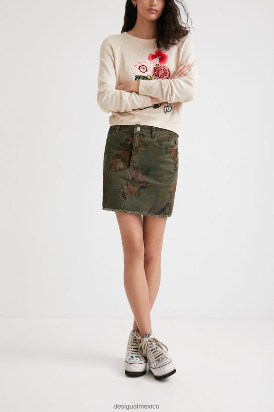 Desigual mujer minifalda con estampado floral y camuflaje VZ26R01044 ropa