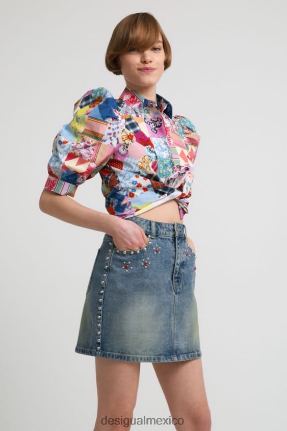 Desigual mujer minifalda con tachuelas de johnson hartig VZ26R01086 ropa