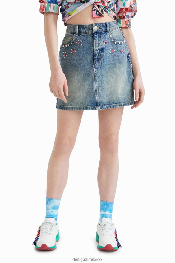 Desigual mujer minifalda con tachuelas de johnson hartig VZ26R01086 ropa