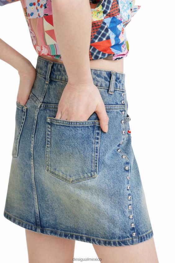 Desigual mujer minifalda con tachuelas de johnson hartig VZ26R01086 ropa