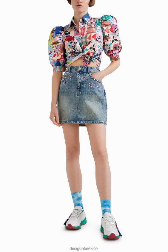 Desigual mujer minifalda con tachuelas de johnson hartig VZ26R01086 ropa