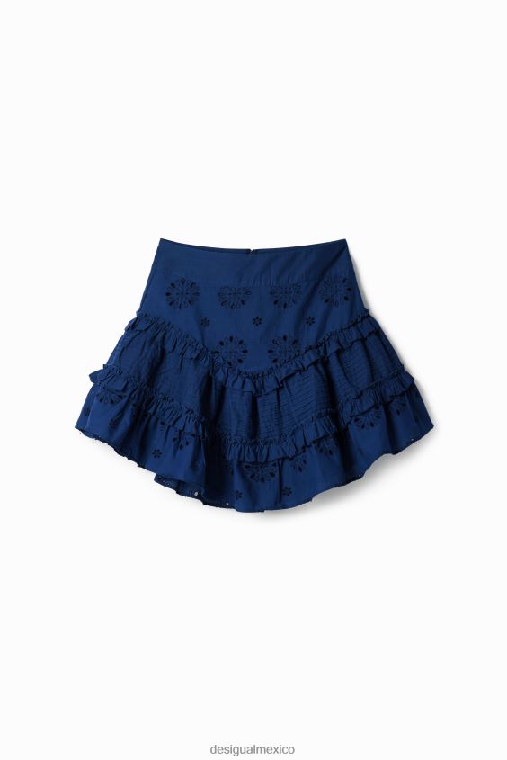 Desigual mujer minifalda con volantes y bordado suizo VZ26R0473 ropa