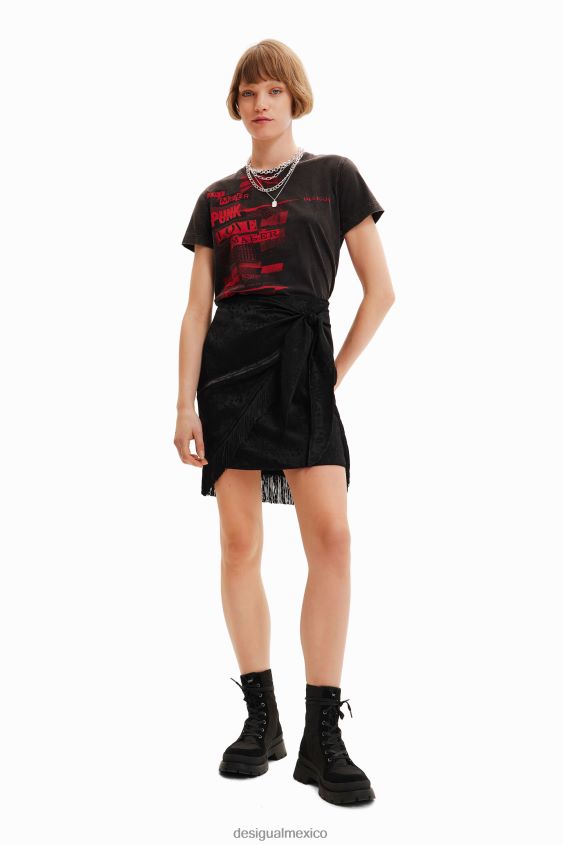 Desigual mujer minifalda cruzada con flecos VZ26R0545 ropa