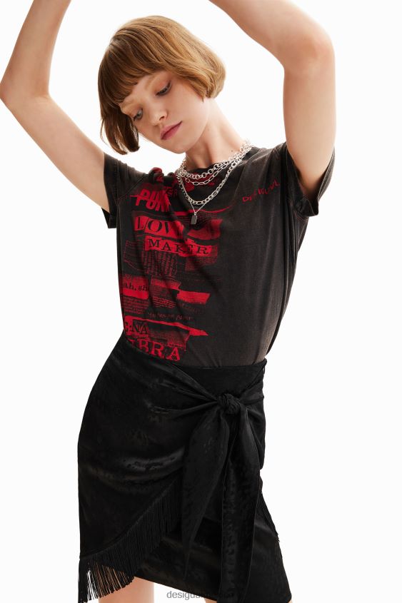 Desigual mujer minifalda cruzada con flecos VZ26R0545 ropa