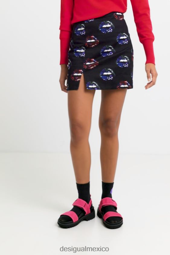 Desigual mujer minifalda de labios delgados VZ26R01087 ropa