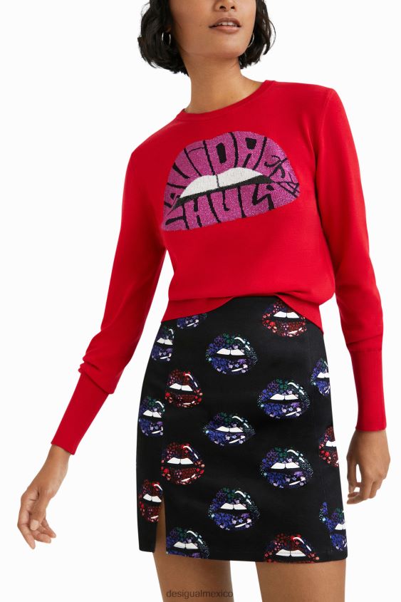Desigual mujer minifalda de labios delgados VZ26R01087 ropa
