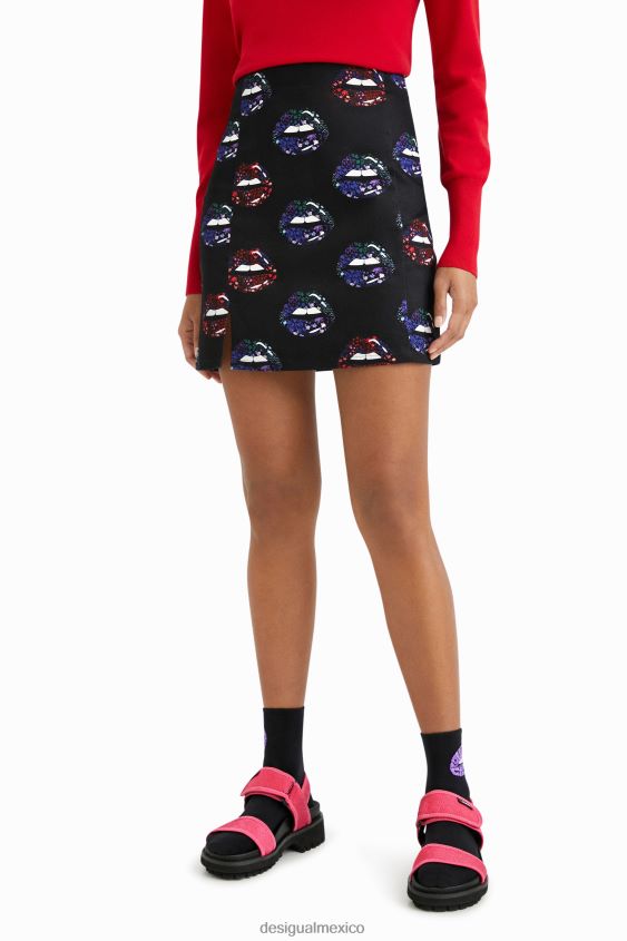 Desigual mujer minifalda de labios delgados VZ26R01087 ropa