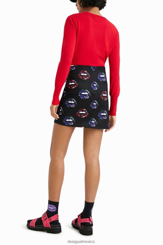Desigual mujer minifalda de labios delgados VZ26R01087 ropa