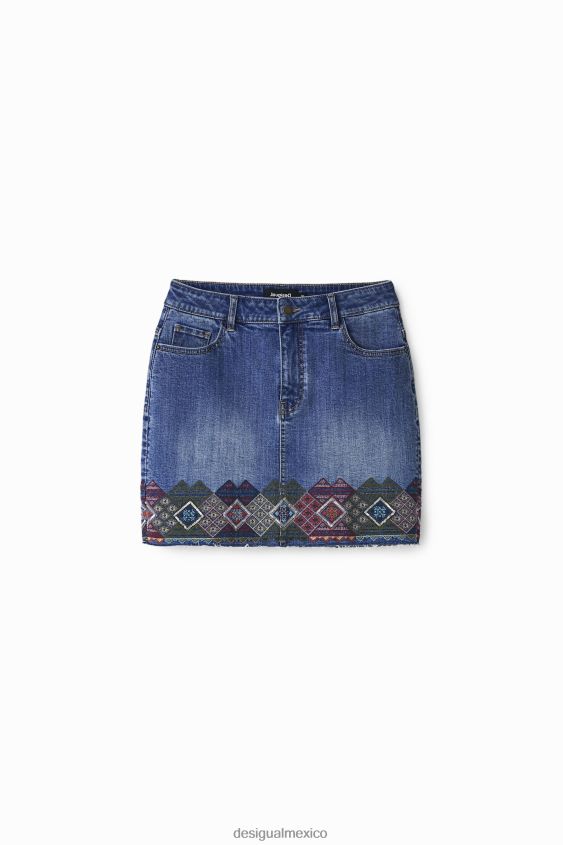 Desigual mujer minifalda de mezclilla con bordes VZ26R01099 ropa