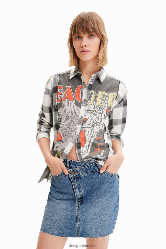 Desigual mujer minifalda de mezclilla con cintura cruzada VZ26R0600 ropa