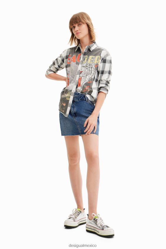 Desigual mujer minifalda de mezclilla con cintura cruzada VZ26R0600 ropa