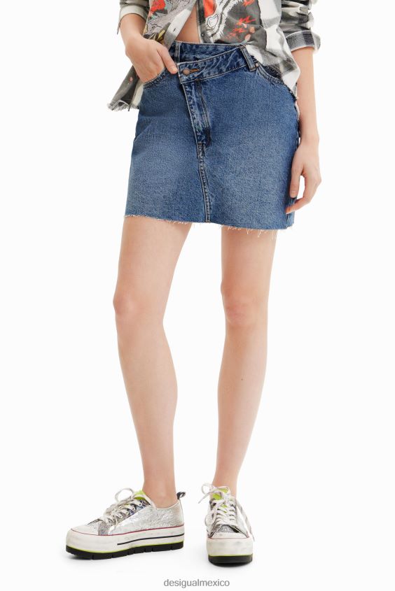 Desigual mujer minifalda de mezclilla con cintura cruzada VZ26R0600 ropa