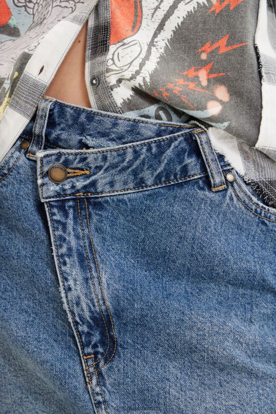 Desigual mujer minifalda de mezclilla con cintura cruzada VZ26R0600 ropa