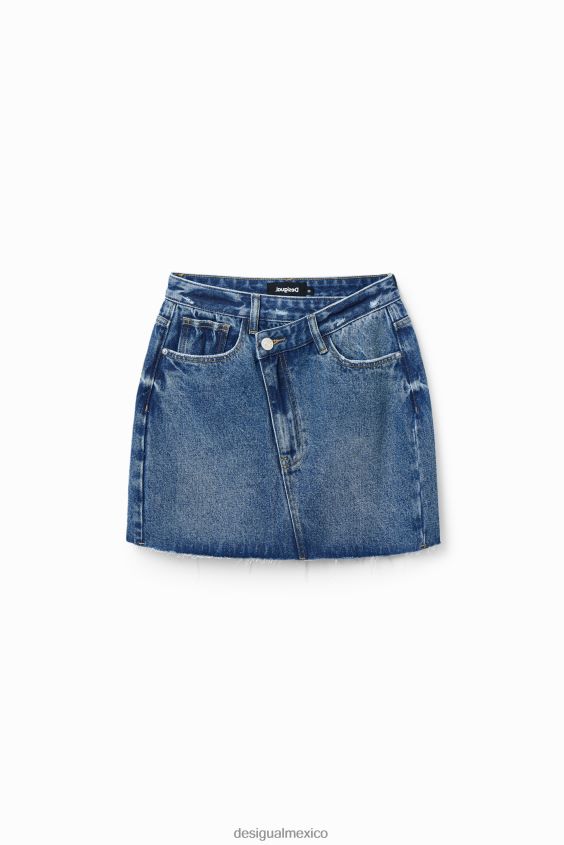 Desigual mujer minifalda de mezclilla con cintura cruzada VZ26R0600 ropa